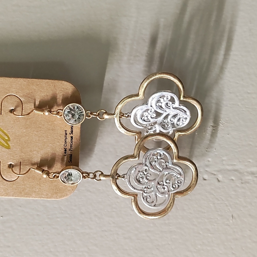 Elegant Gold and Silver Dangle Earrings